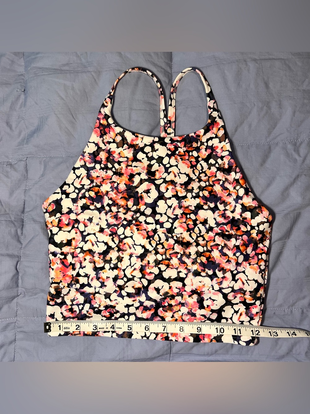 Old Navy Floral Print High-Neck Sports Bra Top - Black, White, Pink, Orange